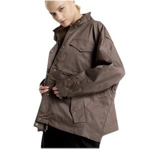 NIKE Utility Field Jacket Brown Cotton Blend Womens Size M Zip Closure